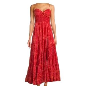 Free People! Sundrenched Maxi Dress - xs - pink/red combo